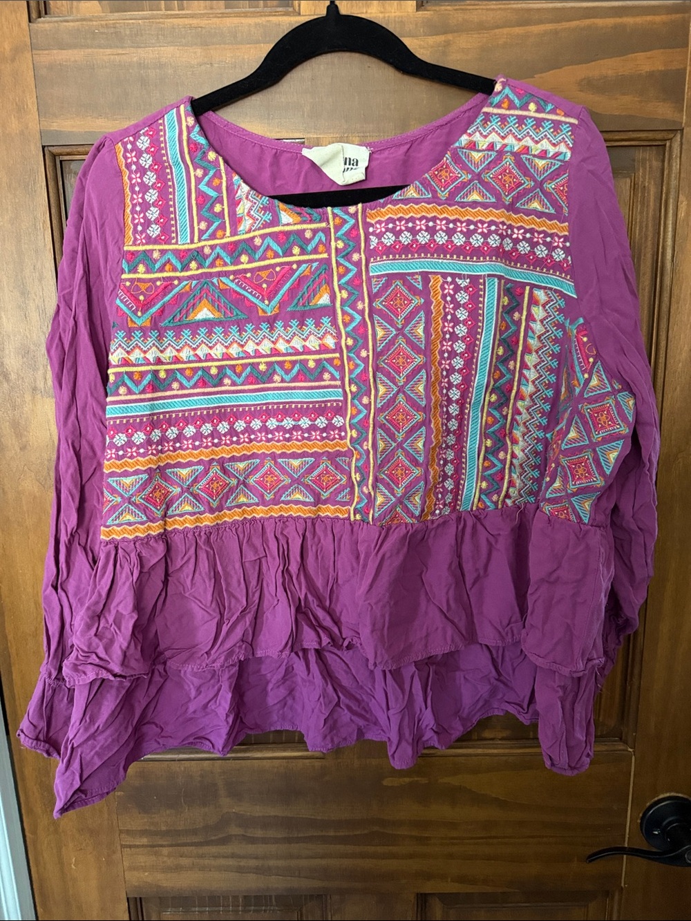Savanna Jane Magenta Embroidered Boho Tunic Top